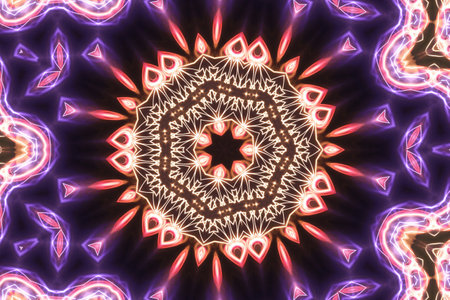 Magic mystic mandala. Esoteric geometric fractal. Kaleidoscopic backgroundの写真素材