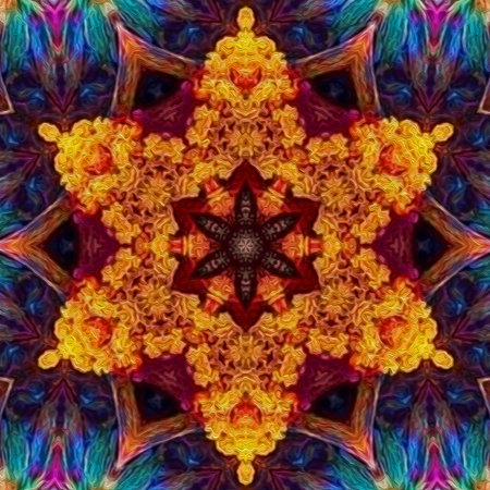 Magic mystic mandala. Esoteric geometric fractal. Kaleidoscopic backgroundの写真素材