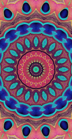 Abstract ancient geometric mystic background, colorful digital art painting and mandala graphic design.の写真素材