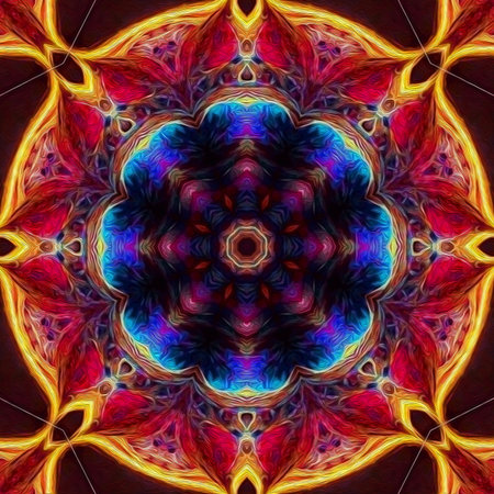 beautiful mandala hand painted with acrylic paint detailの写真素材