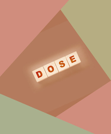 Wooden blocks with the word Dose. Medical conceptの写真素材