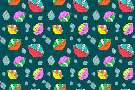 Ornament Leaves seamless pattern. Bright floral background.のイラスト素材