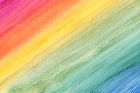 Abstract watercolor rainbow background. Painted hand drawn illustration for wallpapers, covers. Brush smears print design.の写真素材