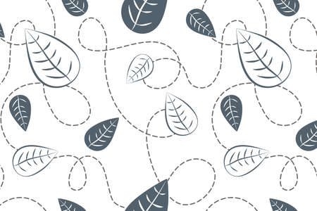 Monochrome leaves vector seamless pattern. Nice hand drawn botanical illustration for fabric, textile, wallpaper, calendar, banner, cover.のイラスト素材