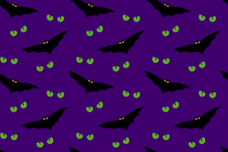 Red bat flock at night seamless pattern.のイラスト素材
