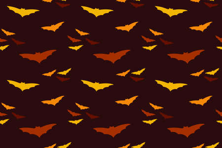 Red bat flock in the dark sky seamless pattern. Vector file for different print designs. Can be used for fabric, wallpaper, wrapping paper.のイラスト素材