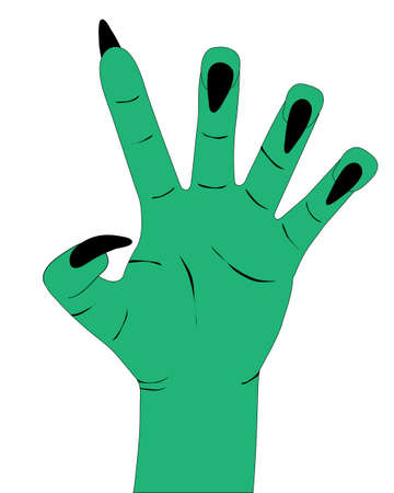 Vector zombie hand isolated on the white background. Halloween illustration for your design, banner, poster.のイラスト素材