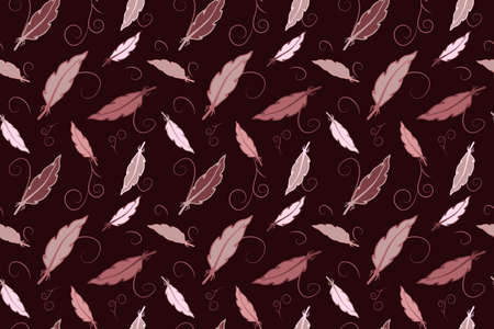 Feather vector seamless pattern. Cute and retro plumage illustration for wallpaper, wrapping, background, fabric and textile.のイラスト素材