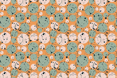 Cute pastel circle seamless pattern with texture. Hand drawn abstract geometric illustration