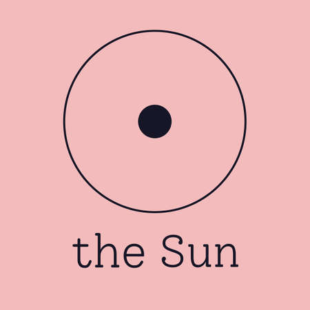 Sun astrological and zodiac symbol. Vector sign of planet domicile for print designs - calendar, poster, sky map, stickerのイラスト素材