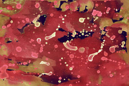 Red watercolor splash background. Hand-painted repeated texture, splashes, drops, smears, ink...