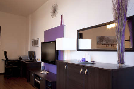 Modern daily room with computersの写真素材