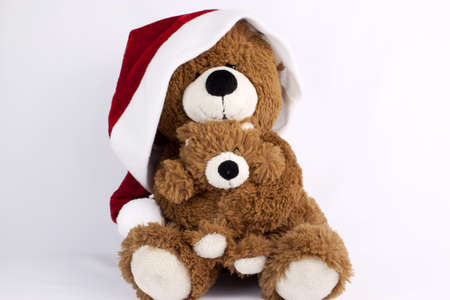 Mother teddy bear with childの写真素材