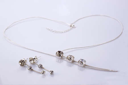 Heart-shaped chain and earringsの写真素材