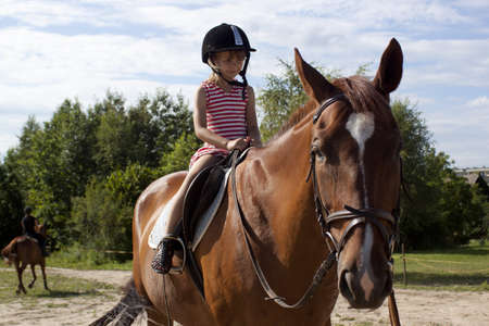 Horseback riding on a sunny dayの写真素材