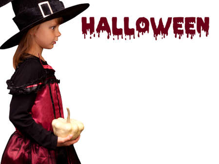 Card of the girl in the black for Halloweenの写真素材