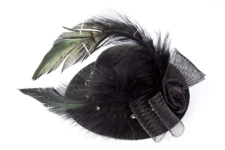 Black hat as a hairclipの写真素材