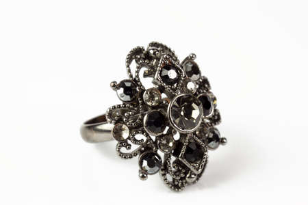 Large black ring on a white backgroundの写真素材