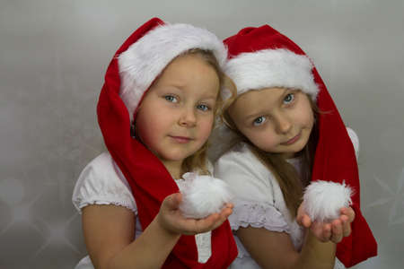 Nice girls in long santa hatsの写真素材