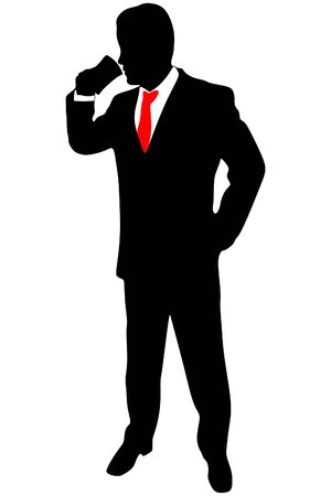 A man in a business suit drink coffeeのイラスト素材