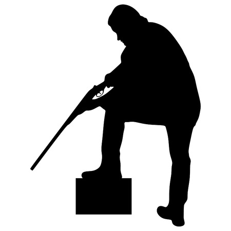 young man in leather jacket holding a rifleのイラスト素材