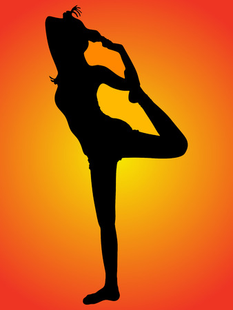 Beautiful sporty girl practices yoga or pilates, performing Natarajasana, Lord of the Dance poseのイラスト素材