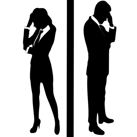 Stressed business woman and businessmanのイラスト素材