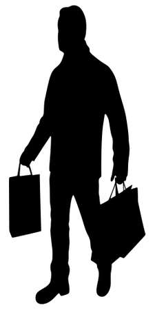 Man with paper - shopping bagsのイラスト素材