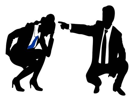Man pointing at womanのイラスト素材