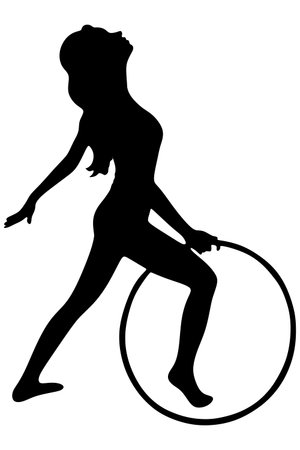 Woman doing exercises with hula hoopのイラスト素材