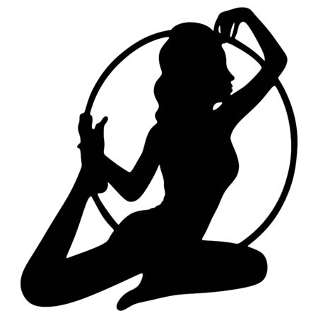 Woman doing exercises with hula hoopのイラスト素材