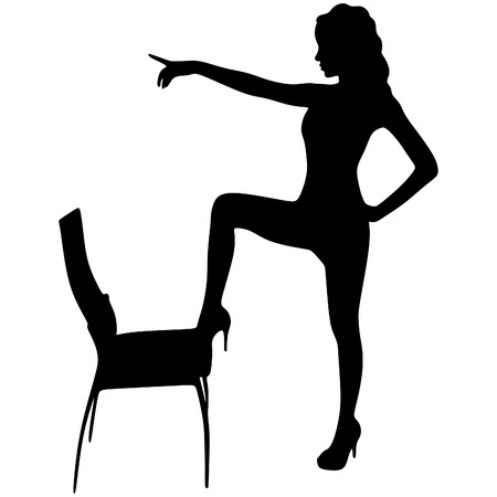 Beautiful girl pointingのイラスト素材