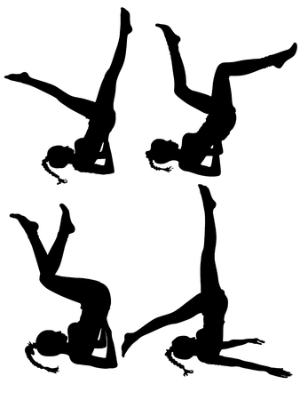 Practicing Yoga exercisesのイラスト素材