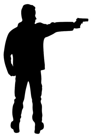 young man in leather jacket holding a gunのイラスト素材