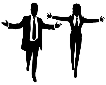 Young business people smiling with arms openのイラスト素材