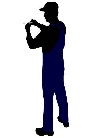 Handyman with screwdriverのイラスト素材