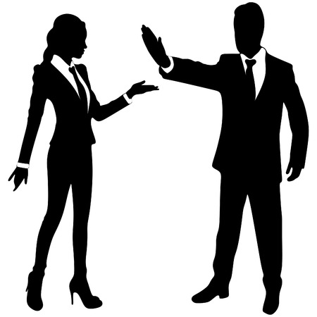 business woman and business man - boss who showing stop gestureのイラスト素材