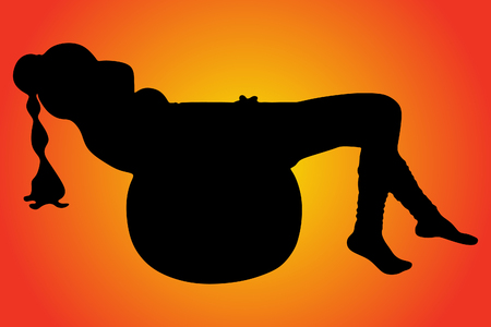 pilates woman stability ball gym fitness yogaのイラスト素材