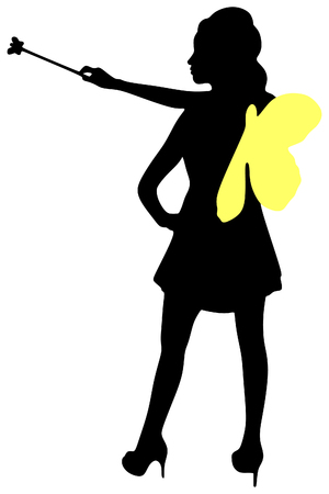 Portrait of a dreamy fairy girl with a magic wandのイラスト素材