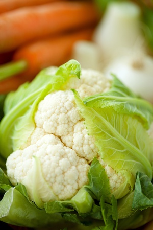 Image of cauliflower. Shallow depth of field, focus on foregroundの写真素材