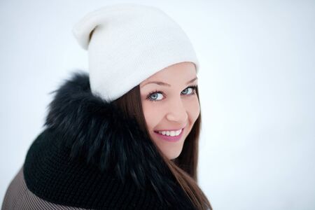 Portrait of beautiful blue eyed young womanの写真素材