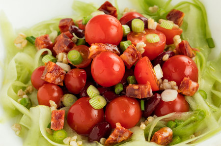 Close up image of vegetable mix salad, shallow depth of fieldの写真素材