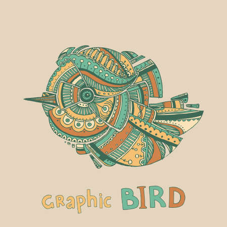 Abstract graphic bird  with small elementsのイラスト素材