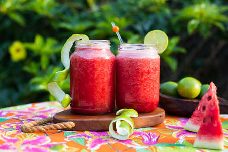 watermelon nature juice green garden healthy veganの写真素材