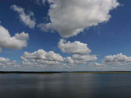 The sea of water from a dam in northeastern Brazilの写真素材