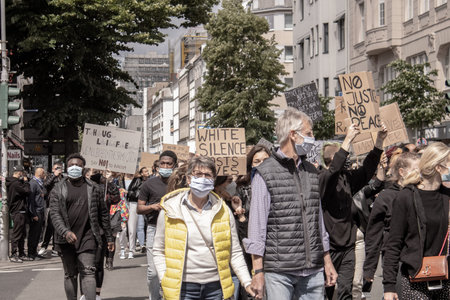 Düsseldorf / Germany, 06 june 2020 - Big street march for the Black Lives Matter protest