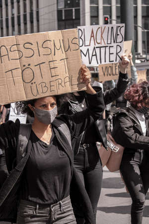 Düsseldorf / Germany, 06 june 2020 - Big street march for the Black Lives Matter protestのeditorial素材
