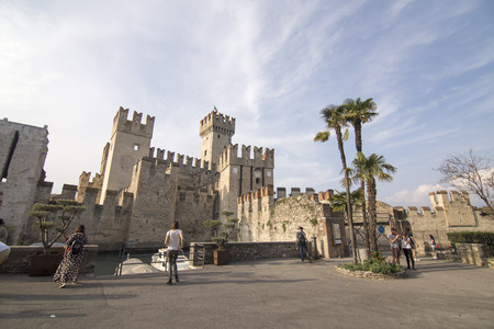 Roca scaligera the castle in Sirmione Garda lake Lombardy Italyのeditorial素材
