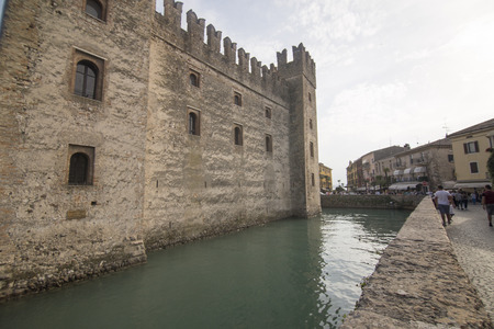 Roca scaligera the castle in Sirmione Garda lake Lombardy Italyのeditorial素材