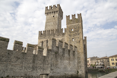 Roca scaligera the castle in Sirmione Garda lake Lombardy Italyのeditorial素材